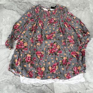 KIDPIK Black Multicolor Floral Dress Girls Size XL Xlarge 14 Gray with Pink‎
